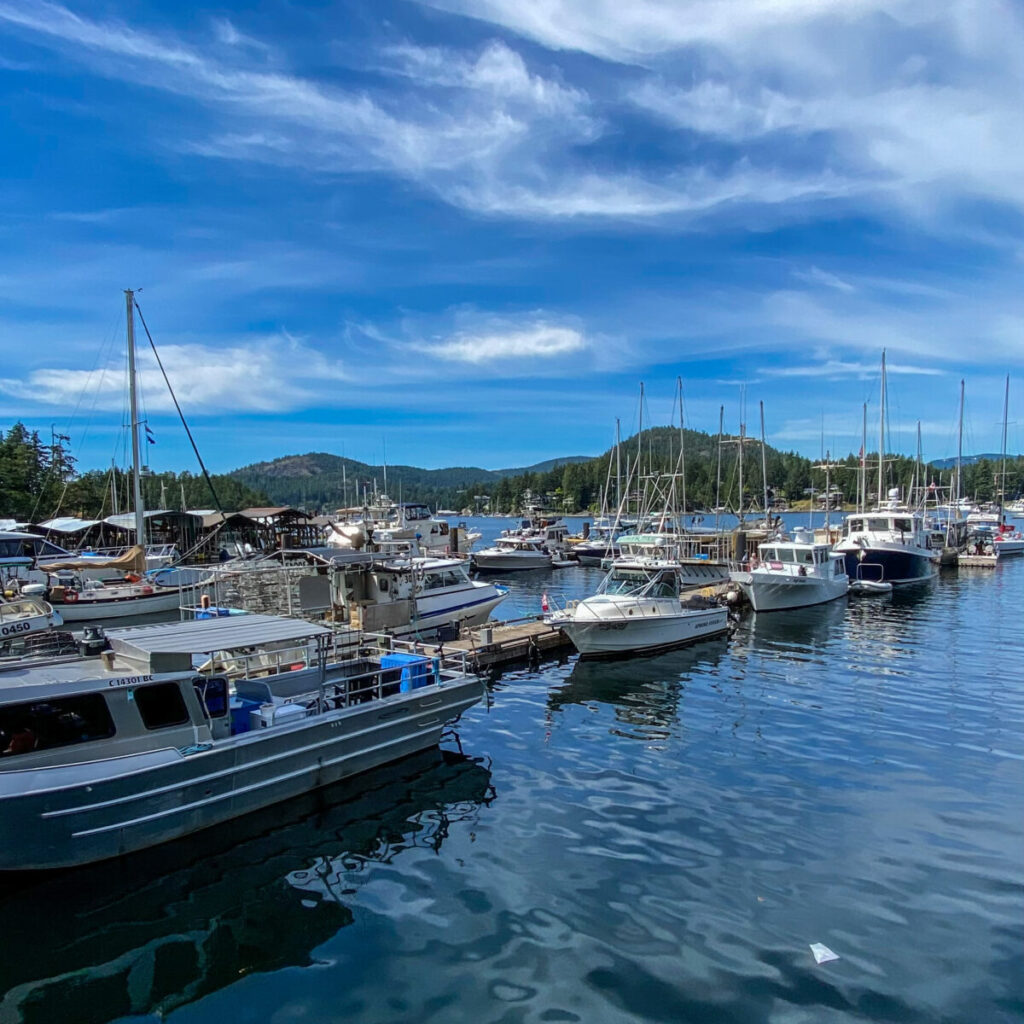 Dieses Bild zeigt die Madeira Marina in Pender Harbour an der Sunshine Coast in British Columbia, Canada