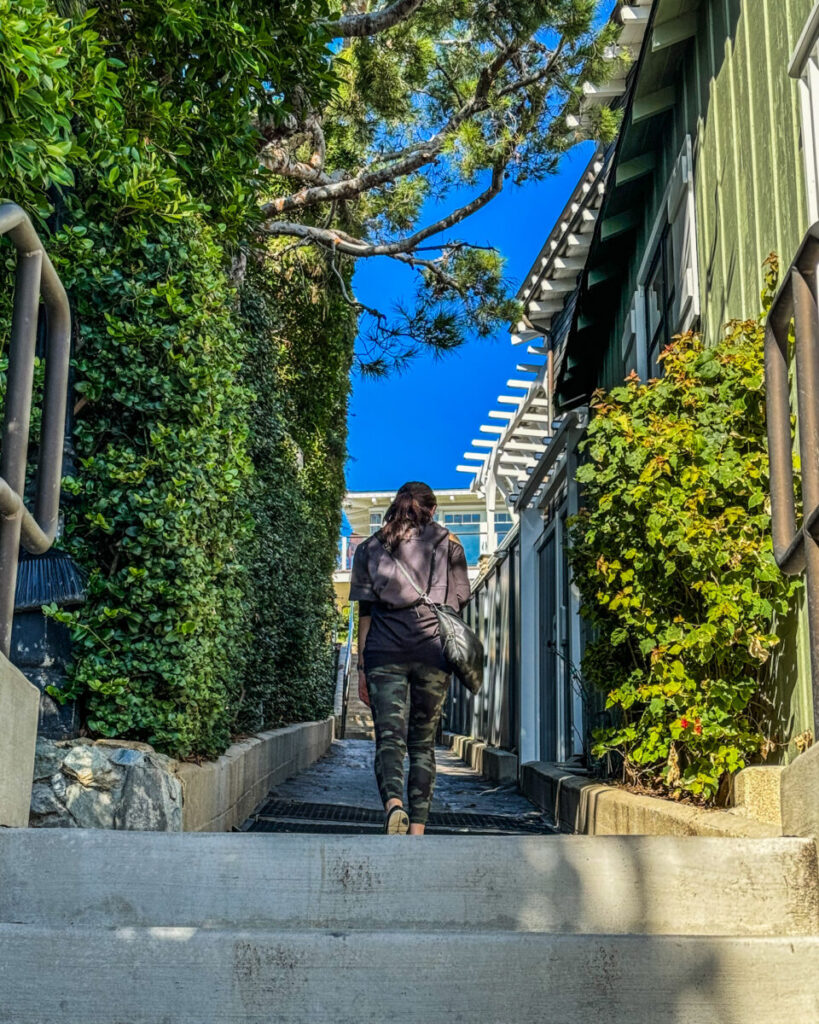 Dieses Bild zeigt den Weg zum Pirate Tower am Victoria Beach in Laguna Beach, CA