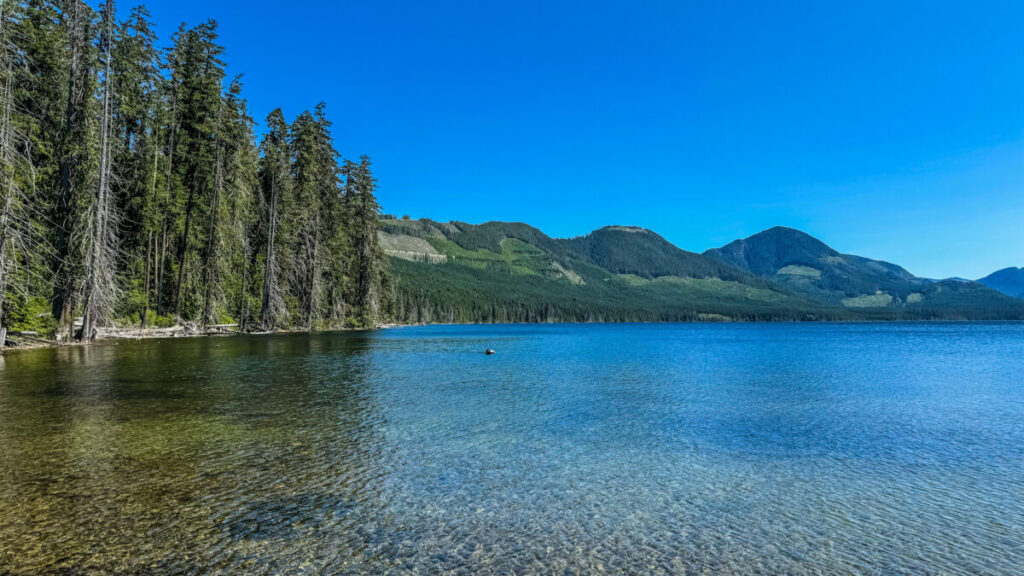 Dieses Bild zeigt den Vernon Lake entlang der Strecke von Woos nach Gold River auf Vancouver Island Kanada